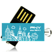  PNY 必恩威  双子盘 USB2.0 U盘 8GB 天蓝色