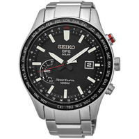 SEIKO 精工 SSF003J1 男士光动能手表 45mm 黑色 银色 不锈钢