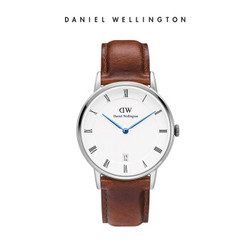 丹尼尔惠灵顿 手表DW女表34mm银色边皮带超薄女士石英手表带日历DW00100095