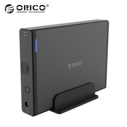 奥睿科(ORICO)移动硬盘底座3.5英寸Type-C硬盘座台式机械硬盘盒SATA串口SSD固态外置盒子外壳 黑色7688C3