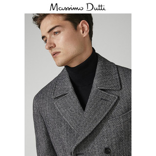 Massimo Dutti 02407292802-23 男士人字斜纹双排扣纯羊毛大衣 48 