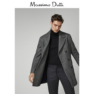 Massimo Dutti 02407292802-23 男士人字斜纹双排扣纯羊毛大衣 48 