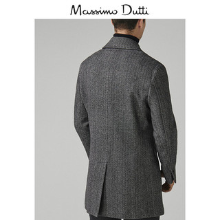Massimo Dutti 02407292802-23 男士人字斜纹双排扣纯羊毛大衣 50  