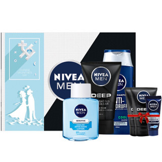 NIVEA 妮维雅 男士七夕定制礼盒（洁面 100g*1支+爽肤水 100ml*1瓶+洗发水 250ml*1瓶 赠 洁面 50g*2支+精华露 10g*1支）