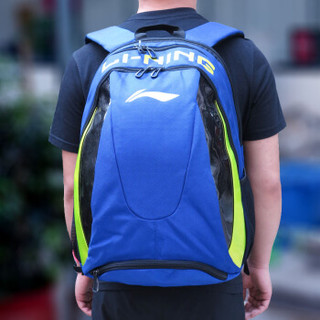 李宁 LI-NING 羽毛球拍包双肩背男女多功能运动背包 ABSK332 彩蓝