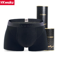 VKWEIKU C073 男士平角裤 (3条装、L、黑色三条)