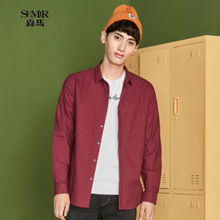 Semir 森马 13416051201 男士纯棉长袖衬衫 红色调 M