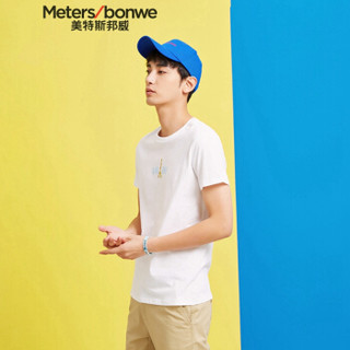  Meters bonwe 美特斯邦威 661280 男士创意长颈鹿图案短袖T恤 亮白 175/96