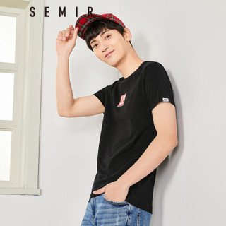 Semir 森马 12997001440 男士圆领T恤 黑色 XXL