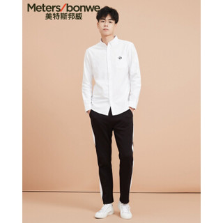  Meters bonwe 美特斯邦威 602025 男士校园风直筒针织裤 影黑 175/84A