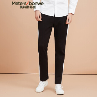  Meters bonwe 美特斯邦威 602025 男士校园风直筒针织裤 影黑 175/84A