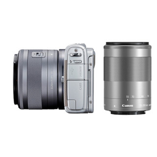 Canon 佳能 EOS M100 APS-C画幅 微单相机 M100 灰色 EF-M 15-45mm F3.5 IS STM 变焦镜头+EF-M 55-200mm F4.5 IS STM 变焦镜头 双头套机