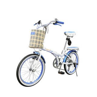 永久自行车 7速20寸彩配折叠车 快装型碳钢车架 男女式单车 YE2013 天空蓝