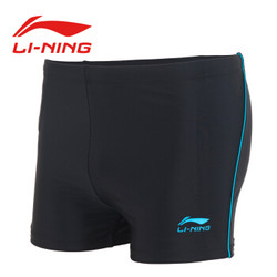 LI-NING 李宁 LSSN627-2 男士平角游泳裤 黑/蓝 XL