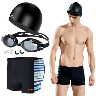 LI-NING 李宁 LSJK666-1 泳裤泳镜泳帽套组 黑色 450度 L