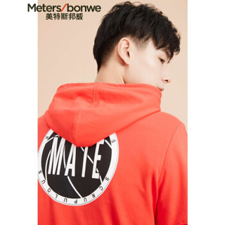 Meters bonwe 美特斯邦威 601934 男士印花假两件卫衣 实样红 180/100A