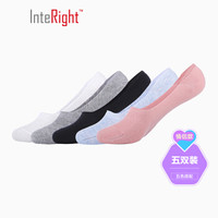 INTERIGHT 女士 棉质硅胶条防脱隐形袜 5色5双盒装