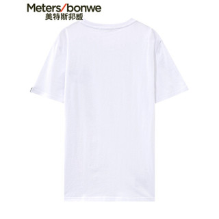  Meters bonwe 美特斯邦威 661302 男士胸前英文字母短袖T恤 亮白 175/96