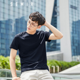 Semir 森马 19018001233 男士圆领短袖T恤 黑色 XL