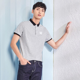  Semir 森马 19038001201 男士条纹polo衫 灰白色调 XL