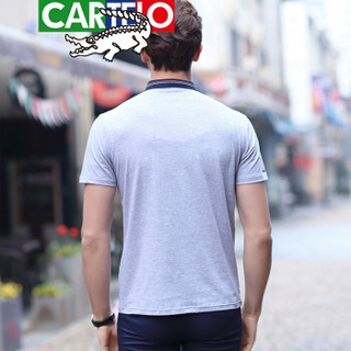 CARTELO 7102 男士翻领休闲短袖T恤 灰色 M