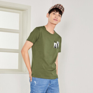 Semir 森马 19048001270 男士圆领短袖T恤 军绿 XS