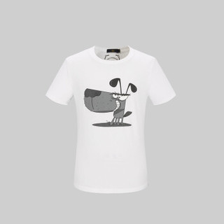 HLA 海澜之家 HNTBJ2E244A 男士卡通狗年贺岁款短袖T恤 米白花纹 46