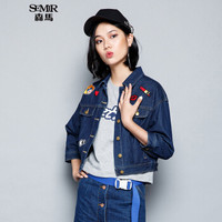 Semir 森马 19316080173 女士牛仔短外套 牛仔深蓝 M