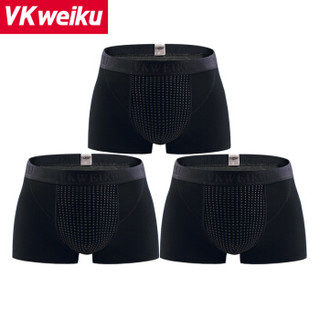 VKWEIKU C073 男士平角裤 (3条装、XL、黑色三条)