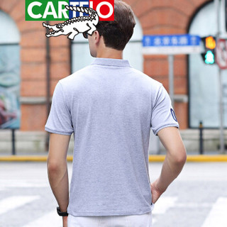 CARTELO 9099 男士纯色翻领短袖polo衫 灰色 M