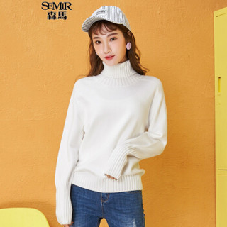 Semir 森马 19077070401 女士高领毛衣 本白 XL