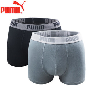 PUMA 彪马 M-1500-2 男士平角裤 (2条装、XXL(180/90)、黑色+灰色)