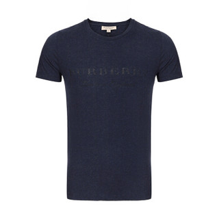 BURBERRY 博柏利 40561291 男士圆领短袖T恤衫 (L码 180/100A、海军蓝麻灰)