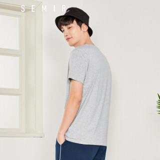 Semir 森马 19048001209 男士圆领短袖T恤 中花灰 L