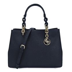 MICHAEL KORS 迈克 科尔斯 MK女包 CYNTHIA系列黑色牛皮时尚女士中号手拎单肩包 30F7GCYS2L BLACK