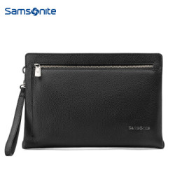 Samsonite 新秀丽 男士手包大容量牛皮手拿包商务休闲拉链信封包