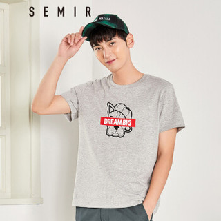 Semir 森马 19038001253 男士圆领短袖T恤 中花灰 L