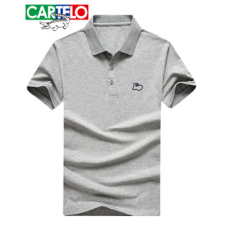 CARTELO 18001KE3305 男士短袖翻领棉POLO衫 灰色 M