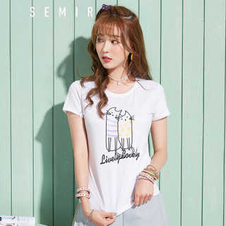 Semir 森马 19047000206 女士短袖T恤 白色 L