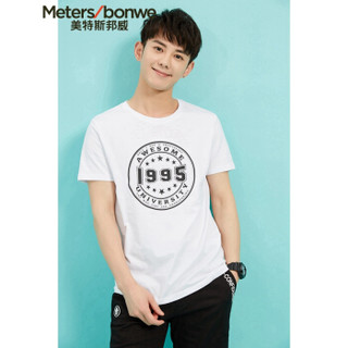 Meters bonwe 美特斯邦威 601289 男士章仔图案短袖T恤 亮白 185/104