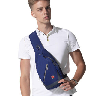 SWISSGEAR胸包 多功能时尚潮流胸包单肩包运动背包 防水旅行包斜挎包iPad包 SA-9866蓝色