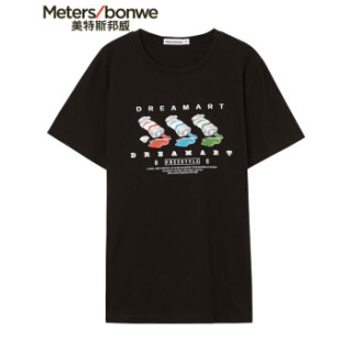 Meters bonwe 美特斯邦威 601841 男士趣味图案短袖T恤 影黑 175/96