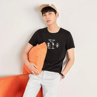 Semir 森马 19048001257 男士短袖t恤 黑色 L