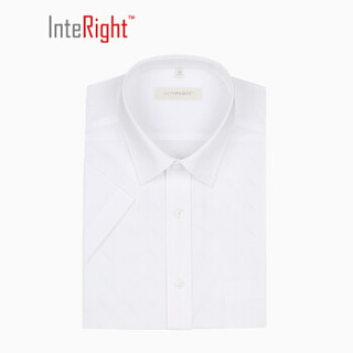 INTERIGHT 机洗 免熨烫 商务男款 短袖衬衫 白色42码