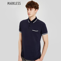 Markless 男士纯色短袖POLO衫 藏青色 XL