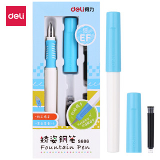 deli 得力 优尚系列 S686 书写钢笔 (蓝色、EF尖、单支装)