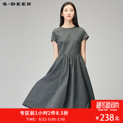 sdeer圣迪奥2018秋装简约休闲套头圆领高腰大