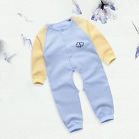 童手童心 TW001 婴儿长袖连体衣 (拼色蓝、66cm)