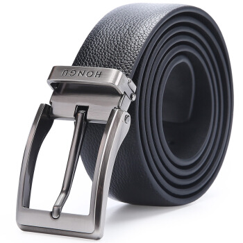 HONGU 红谷 H23204374 男士牛皮针扣皮带 黑色