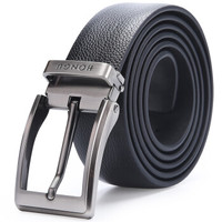HONGU 红谷 H23204374 男士牛皮针扣皮带 黑色